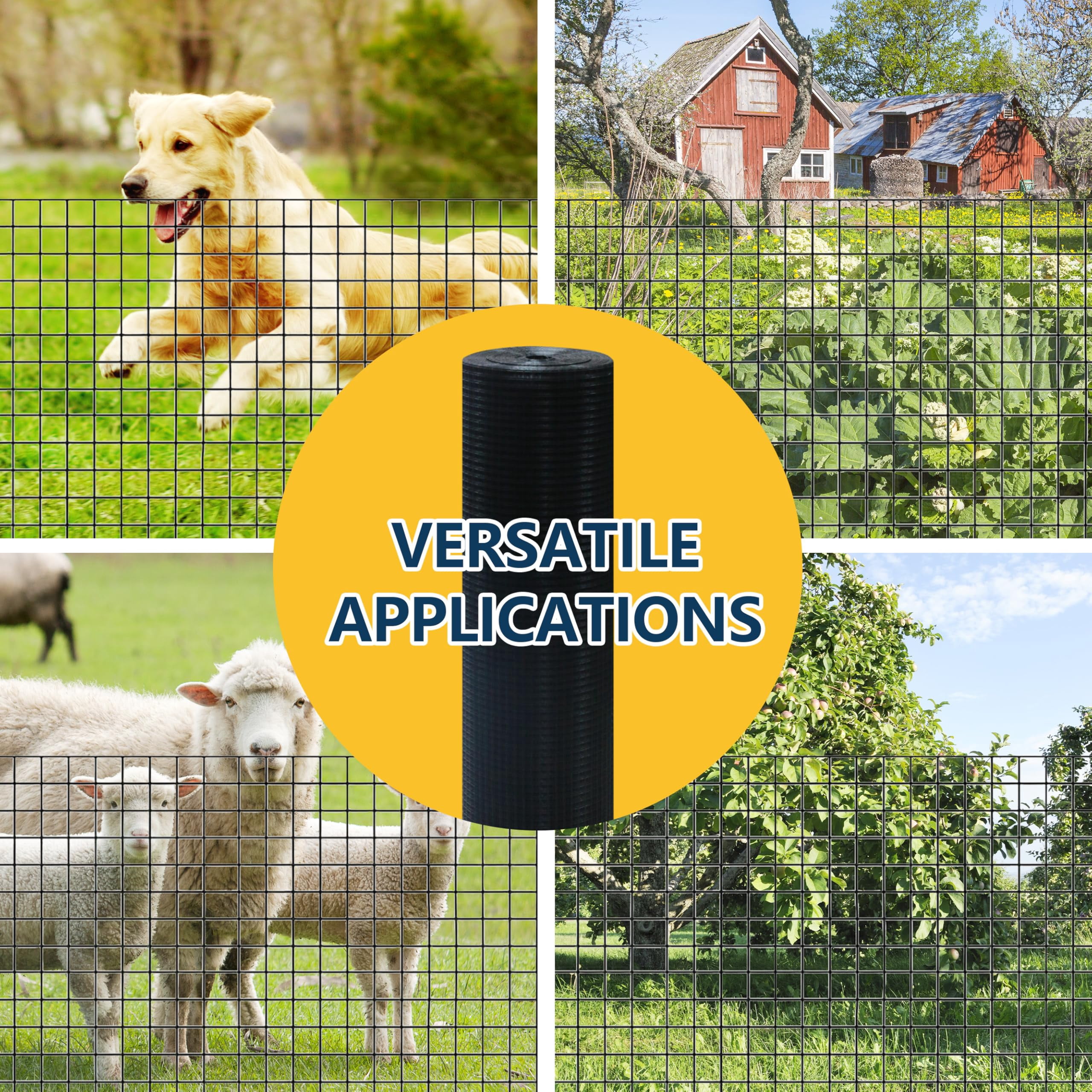Bibana Hardware Cloth, 1/2 Inch 48" x 100 ft Black Vinyl Metal Mesh Roll, 19 Gauges Chicken Wire Fence Roll, Welded Wire Fencing PVC Coated Wire Fence Rolls for Chicken Coop, Poultry