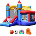 thumbnail image 1 of Gymax Inflatable Bounce House Castle Slide Bouncer Kids Basketball Hoop w/ 550W, 1 of 10