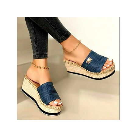 

Harsuny Womens Espadrilles Platform Wedge Heel Sandals Ladies Summer Beach Shoes