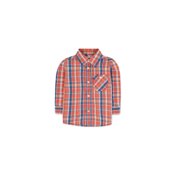 Levi's Boys Plaid LS Button Up Shirt, Naranja, 12 meses
