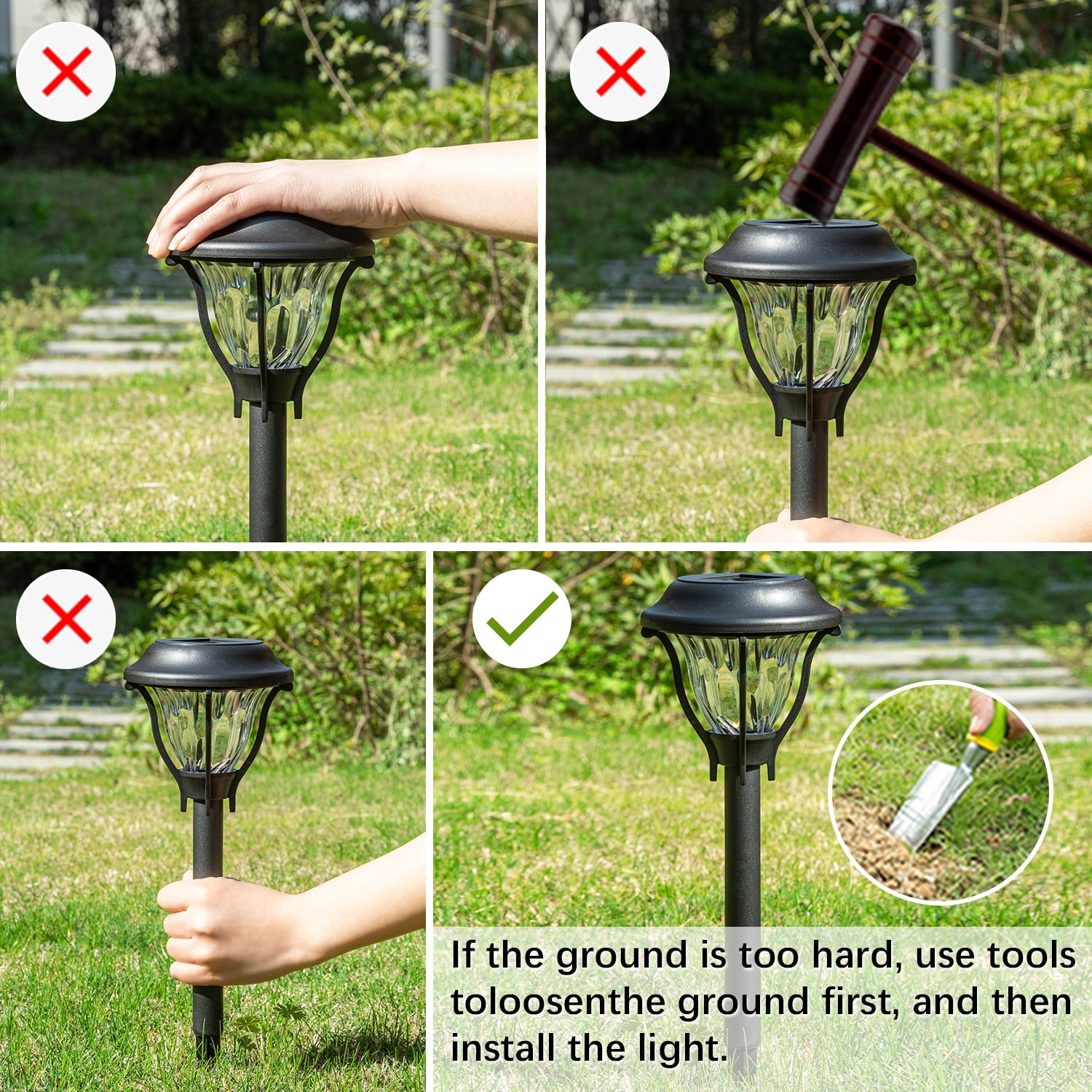 FKHouse Classic Solar Outdoor Garden Pathway LED Lights, 6 Pack