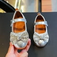 thumbnail image 5 of Huowey Toddler Fashion Autumn Girls Casual Shoes Flat Light Solid Color Sequin Bow Cute Shiny Dress Shoes Comfort Footwear, 2-2.5 Years, 5 of 8