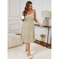 thumbnail image 5 of SHOWMALL Plus Women's Sleepshirt Comfy Sleeveless Sleepwear Cream Leopard 1X Spaghetti Strap Floral Nightgown, 5 of 6