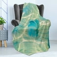 thumbnail image 4 of Aqua Jellyfish Soft Flannel Fleece Blanket, Calming Illustration of a Sea Creature Floating Aquatic Wildlife Scene, Cozy Plush for Indoor and Outdoor Use, 70" x 90", Blue Pale Green, by Ambesonne, 4 of 5