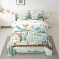 thumbnail image 2 of Castle Fairy Kids Boys Girls Cartoon Railway Train Twin Bedding Sets 7-Piece,Steam Engine Bedding Comforter Set Microfiber,Railroad Transportation Theme Breathable Sheet Sets,Luxury Bedroom Decor, 2 of 8