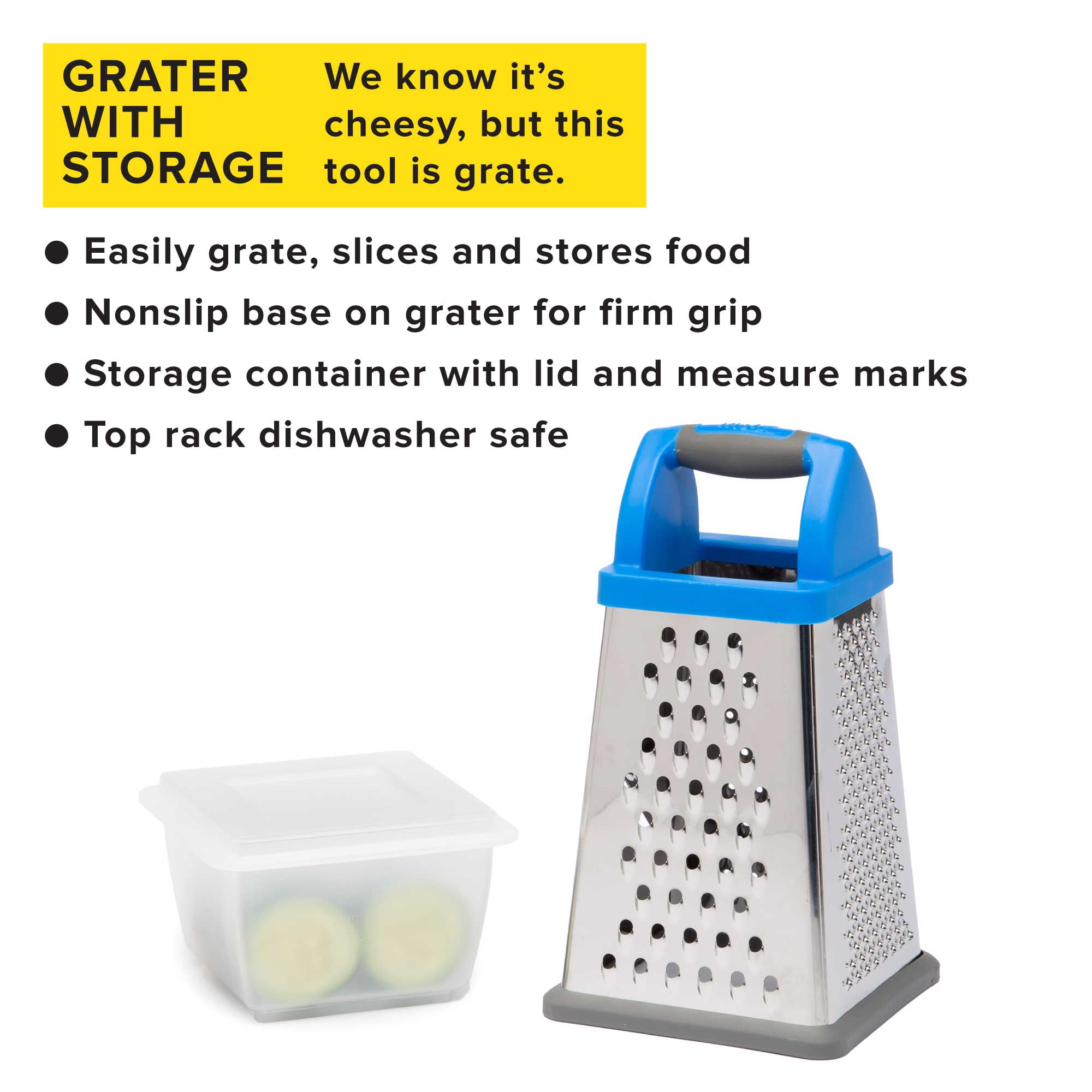 Kitcheniva Stainless Steel 3 in 1 Cheese Grater With Container And