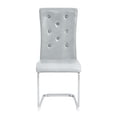 thumbnail image 6 of Set of 2 Retro Upholstered Dining Chairs,with Crystal buckle design and Faux Leather Design,Elegance and Mystery to the Dining Area,Electroplated Metal Bow Leg, 6 of 12