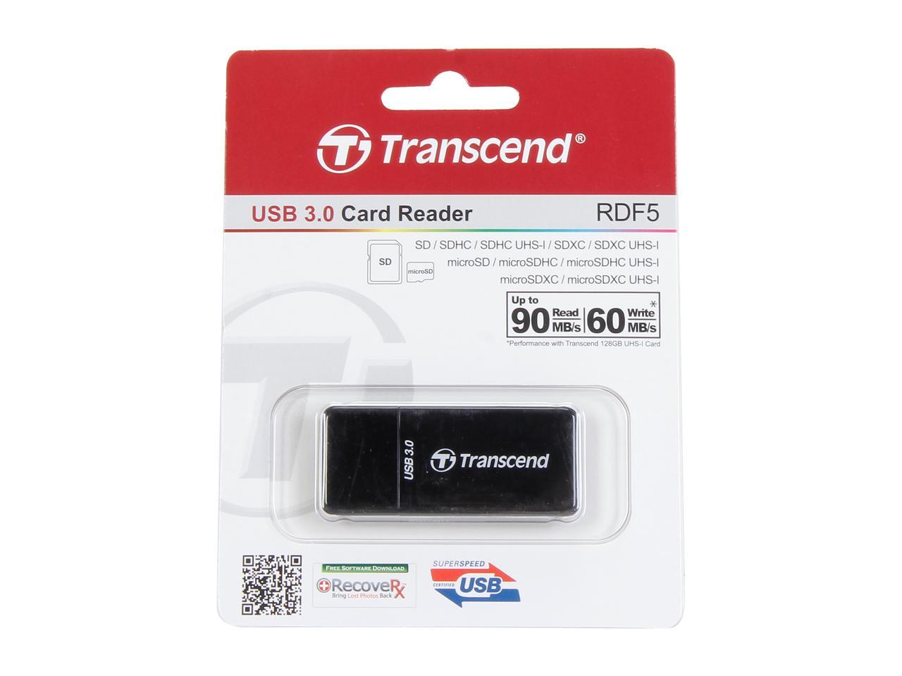 Transcend TS-RDF5K USB 3.0 Support SDHC (UHS-I), SDXC (UHS-I), microSD, microSDHC (UHS-I), and microSDXC (UHS-I) Flash Card Reader - image 5 of 6