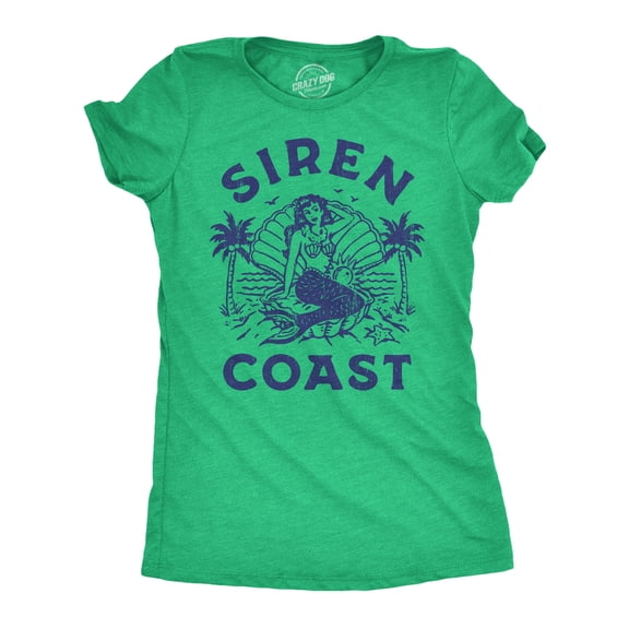Womens Siren Coast T Shirt Funny Tropical Mermaid Beach Lovers Tee for Ladies Womens Graphic Tees