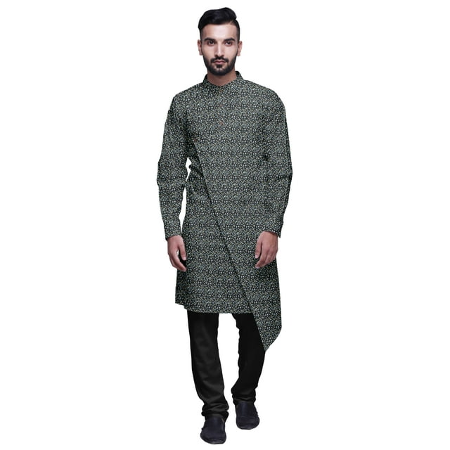 Atasi Kurta Pyjama de Fête pour Hommes, Col Mandarin, Ensemble Ethnique Imprimé Kurta
