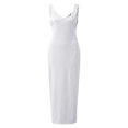 thumbnail image 5 of B91xZ Spring Summer Dresses for Women 2024 Deep V Neck Ruffle Sleeveless Solid Color Mini Dress,White M, 5 of 5