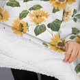thumbnail image 3 of Oversized Wearable Blanket Hoodie,White Green Leaf Sunflower Pattern Sherpa Blanket Hoodie with Super Pockets,Super Warm Fuzzy Pullover for Women & Men, 3 of 6