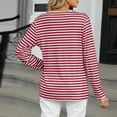thumbnail image 4 of Blmnix Fall Tops V-Neck Striped Red Womens Plus Size Fall Tops Tunic Long Sleeve Tops, 4 of 7