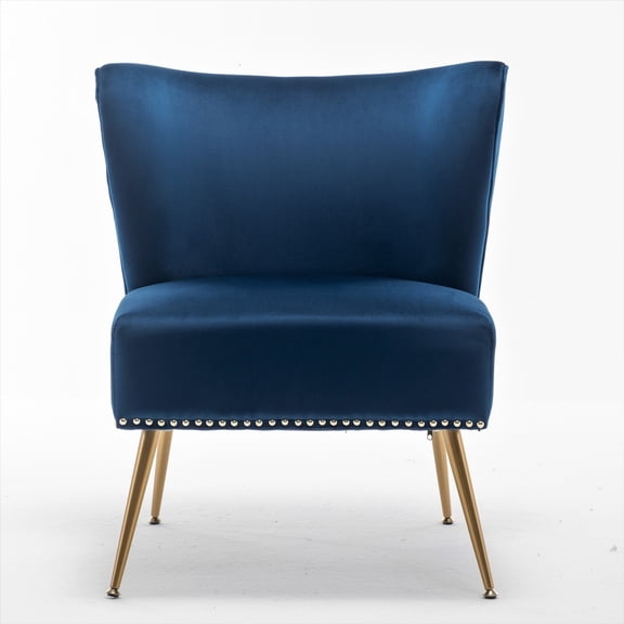US Pride Furniture Corisha 25"W Velvet Armless Accent Living Room Chair, Dark Blue
