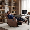 thumbnail image 2 of Aukfa Massage Recliner Chair with Heat, Faux Leather 360° Swivel Rocker Recliner, Overstuffed Manual Reclining Glider Chair with Vibration, Brown, 2 of 8