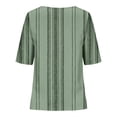 thumbnail image 5 of Yuwull Going Out Tops For Women Tops For Women Trendy Women Plus Size Striped Printed Blouse Short Sleeve Faux Cotton Linen Round Neck Blouse Shirt, 5 of 5