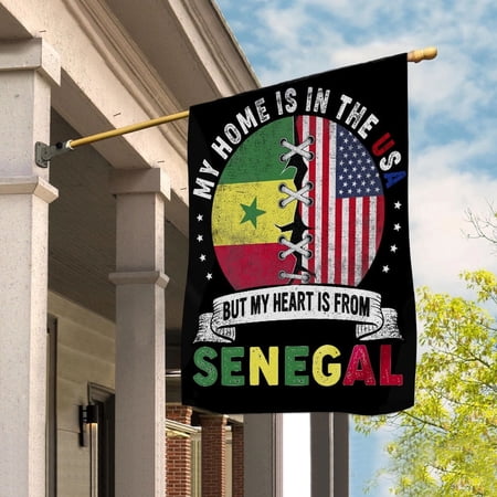 Senegalese Parts Senegal Roots American Home Proud Garden Flag, Double-Sided Decorative Outdoor Flag, Patriotic Polyester Yard Flag 12 x 18 in
