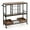 Vintage Brown, variant on Resenkos 3 Tiers Bar Cart on Wheels with Glass Racks-Rustic Brown, Storage Rack Microwave Oven Stand for Spices, Pots, and Pans