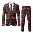 thumbnail image 3 of Men's Suit Ensemble for Halloween Party – Elegant Print with Trousers and Coordinated Set for Everyday Style, Red, XXXL, 3 of 4