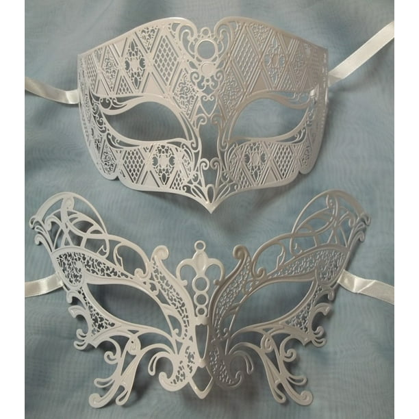 Butterfly White Couples Man Woman Masquerade Masks Male Female Metal Walmart Com Walmart Com