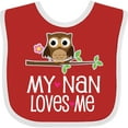 thumbnail image 3 of Inktastic My Nan Loves Me Owl Girls Baby Bib, 3 of 4