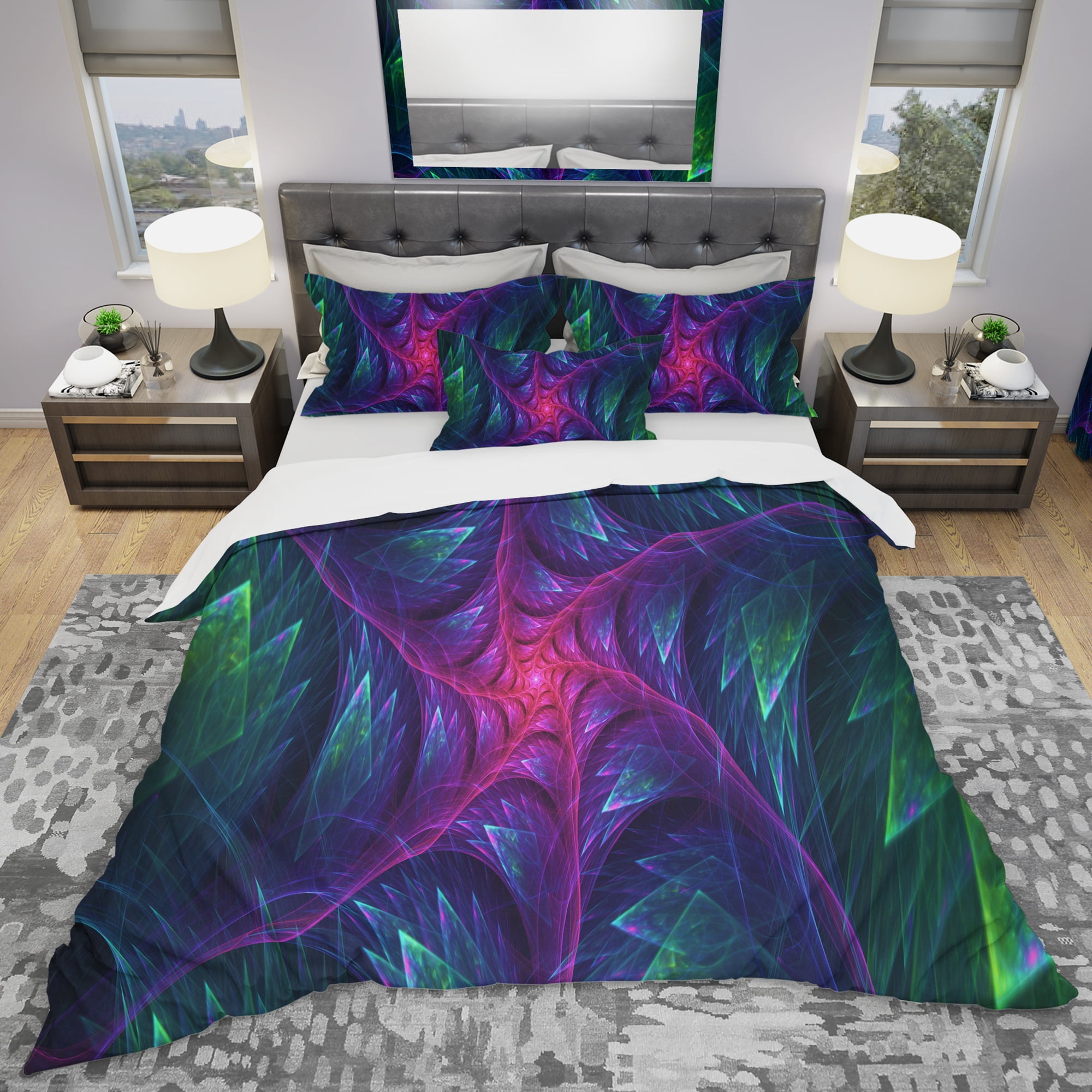 Designart 'Purple Turbine in The Night' Modern & Contemporary Duvet Cover Set