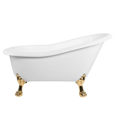 Paris 57 Inch Acrylic Slipper Clawfoot Tub - No Faucet Drillings - Lion Paw Feet