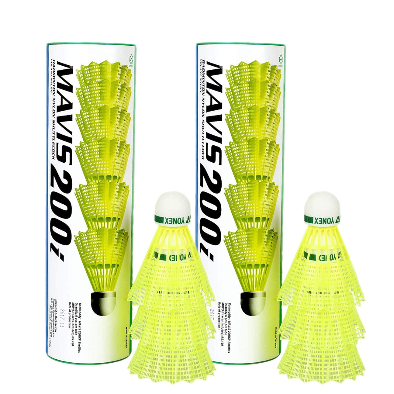 Yonex Nylon Shuttle Cock, Mavis 200i, Yellow, Pack of 6, Badminton