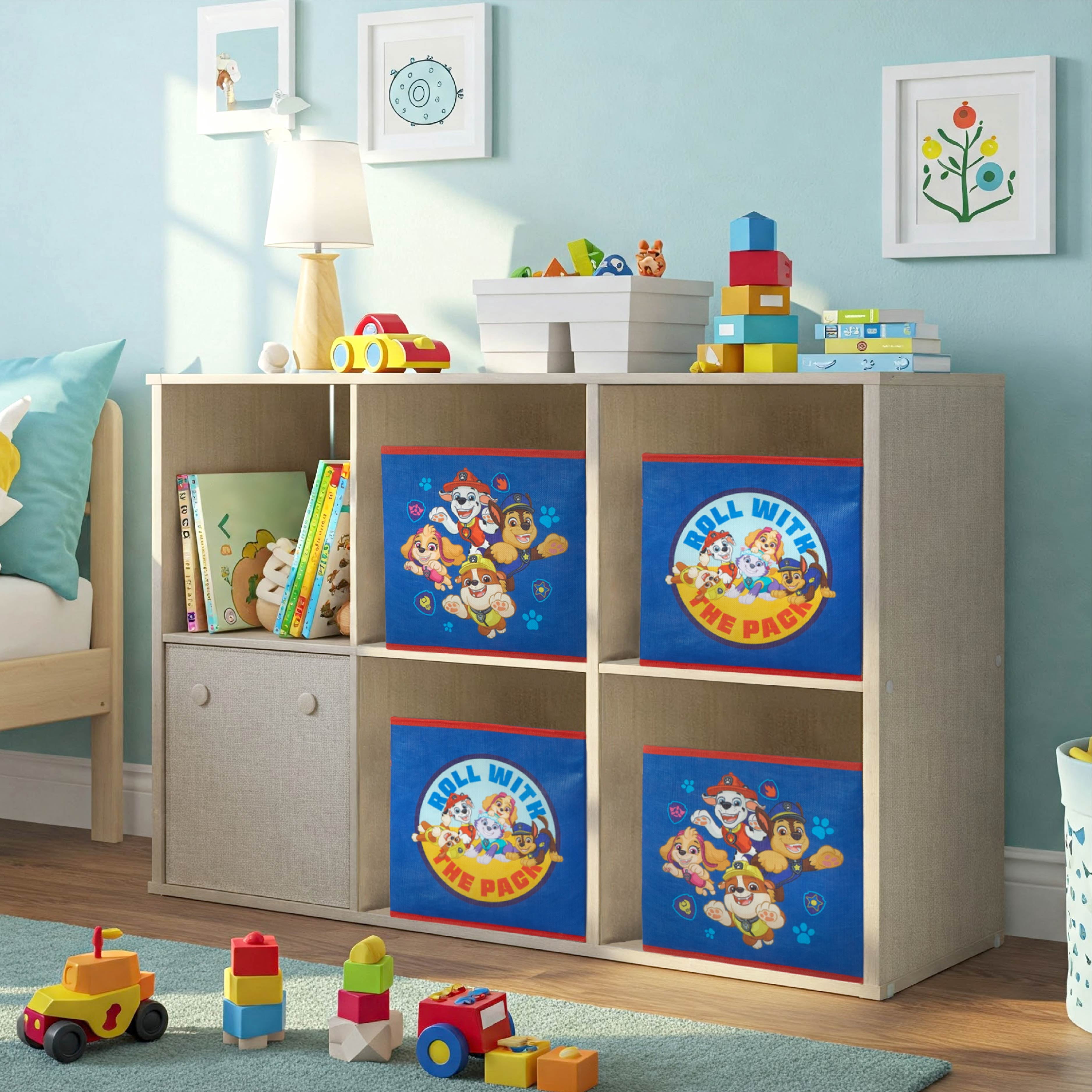 Paw Patrol Kids' 4-Pack Pinted Toy Storage Cubes, 10" x 10"
