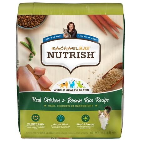 ( jun/12/2027) rachael ray nutrish real chicken & brown rice recipe dry cat food, 14 lb. bag
