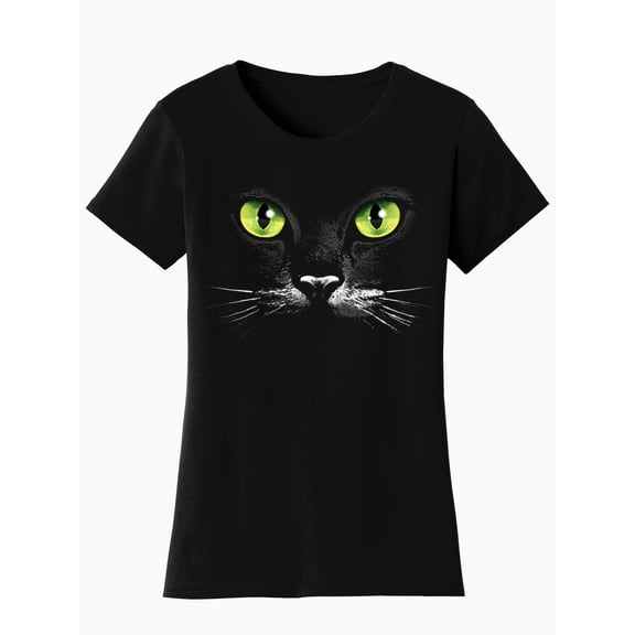 Womens Black Cat Eyes Short-Sleeve T-Shirt - Medium
