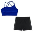 thumbnail image 5 of Alvivi Kids Girls Gymnastic Yoga Workout Outfits Straps Strappy Back Crop Top with Shorts Set Royal Blue&Black 12, 5 of 6