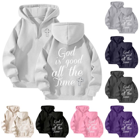 CAIVO Long Sleeve Hoodies For Women Letter Print Hooded Zip Up Sweatshirt Streetwear Loose Fit Pullover Hoodie Athletic Tops