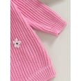 thumbnail image 6 of Caoirhny Infant Baby Girl Knitting Jumpsuit Flower Embroidery Round Neck Long Sleeve Romper for Fall Winter, 6 of 8
