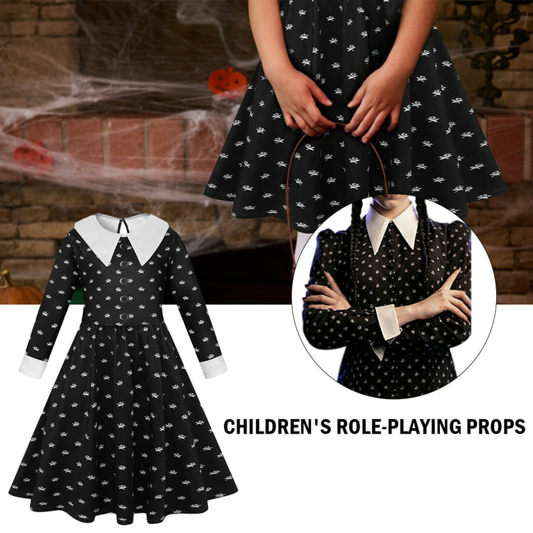 In Stock Wednesday The Addams Family Cosplay Costume Halloween Outfit  Carnival Suit