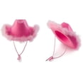 thumbnail image 3 of Sombrero de vaquero de diamantes de imitación rosa fieltro de sombrero de vaquero con purpurina para fiesta de cosplay ANGGREK Otros, 3 of 8