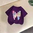 thumbnail image 3 of Hiijoy Girls Purple T-Shirt Butterfly Graphic Short Sleeved Crew Neck T Shirt, Sizes 2-14, 3 of 4