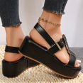 thumbnail image 6 of UP to 65% off Sandals for Women, Xunlbb Women's Fashion Casual Summer New Style Solid Color Thick Bottom Beach Fish Mouth Wedge Sandals(Black,Size:36), 6 of 9