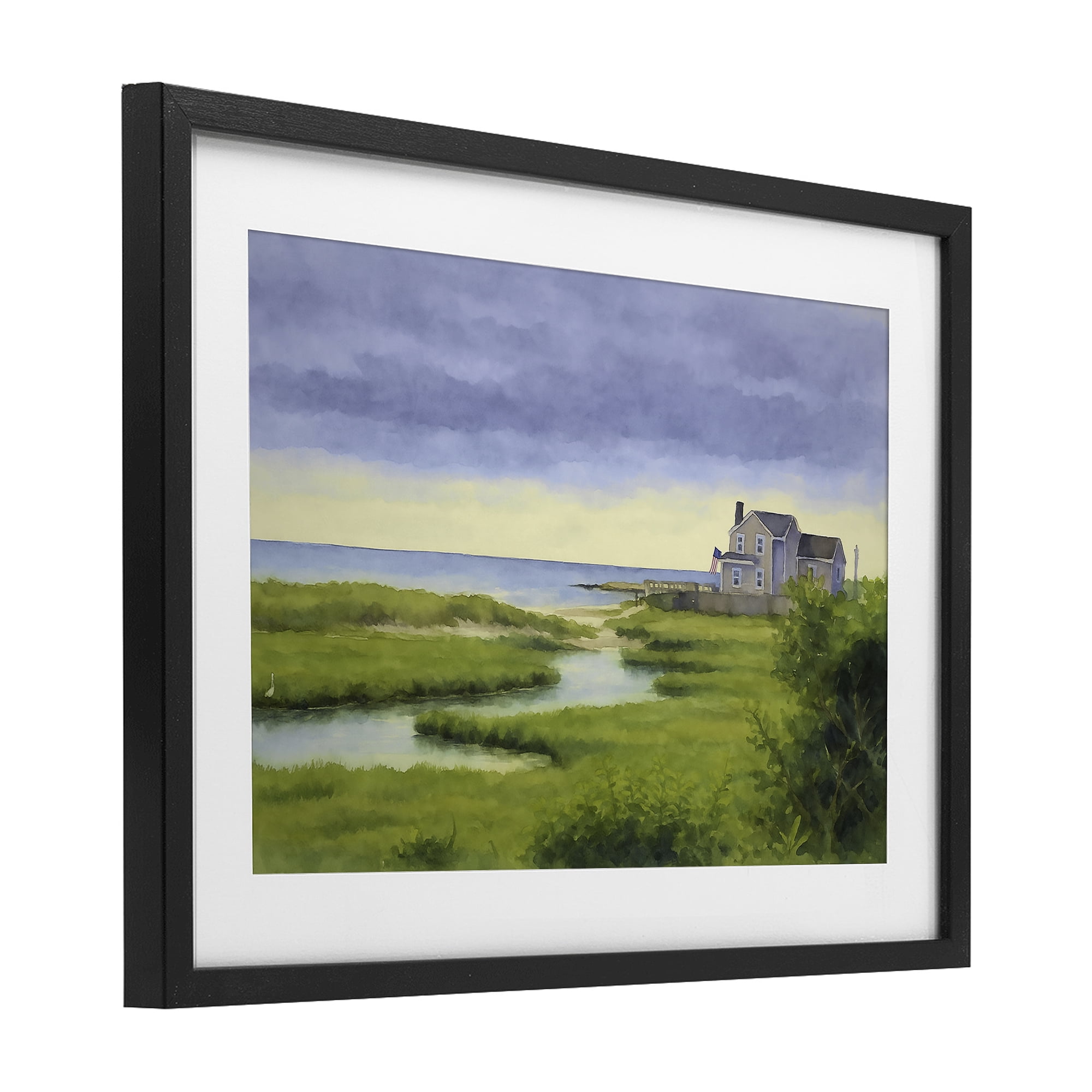 Stupell Industries Marshside Serenity on Cape Black Framed Print Under Glass, design by Grotto Studios