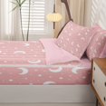 thumbnail image 5 of Manfei Cartoon Moon Stars Zipper Full Size Comforter Sets with Fitted Sheet and 2 Pillowcases,Cute Space Theme Zipper Bedding Set,Pink White,Pink Reversible,4pcs, 5 of 8