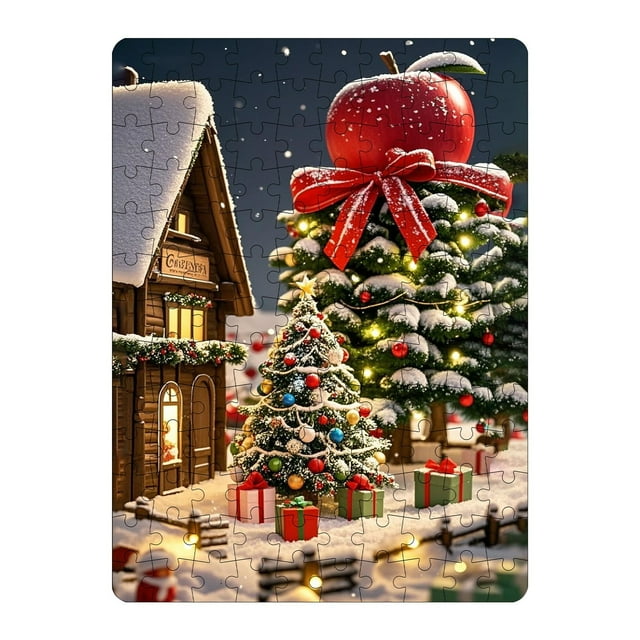 Seyotauo Christmas Puzzle 130 Piece Puzzles for All Ages, 130 Piece Puzzle Santa Claus Puzzle 130 Pieces Puzzles for Adults Christmas Puzzle Santa's House for All Ages Brain Teaser