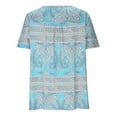 thumbnail image 3 of Wycnly Womens Tops Plus Size Vintage Pleated Swing Tunic Shirts Summer Casual Floral Print V-Neck Short Sleeve Blouse Gray XXXXXL, 3 of 5