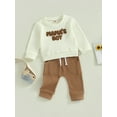 thumbnail image 4 of Toddler Baby Boy Clothes 6M 12M 18M 24M 3Y Mamas Fall Winter Outfit Long Sleeve Letter Sweatshirt Plaid Jogger Pants Newborn Set, 4 of 10