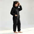 thumbnail image 4 of JOANKDMI Girls Fuzzy Fleece Size 7-8 Onesie Pajamas with Cute Ears Hood and Pockets Zipper One Piece Jumpsuit Warm Fluffy Sleepwear for Winter Lounge Homewear, 4 of 7
