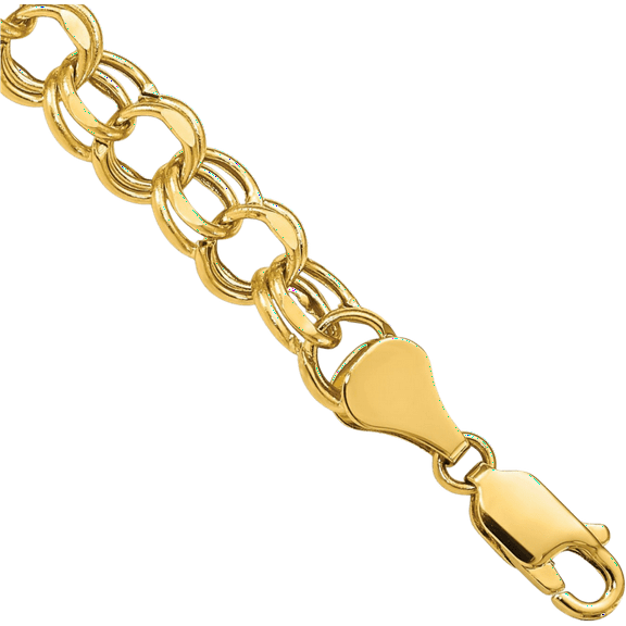 10K Solid Yellow Gold 6.5mm Double Link Chain Charm Bracelet