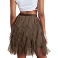 thumbnail image 3 of FEORJGP Women Summer Tulle Tutu Midi Skirt Elastic Waist Skirt Solid Color Layered Mesh Fairy A-Line Skirt for Beach Party Streetwear, 3 of 8