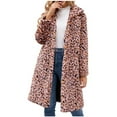 thumbnail image 3 of QATAINLAV My Orders Placed By Me Women Faux Fur Coat Winter Leopard Long Coats Loose Fit Oversized Long Sleeve Open Front Warm Fur Coat with Pockets Pink S, 3 of 7