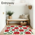 thumbnail image 3 of ODIKA 2'x3' Machine Washable Non-Slip Area Rug, Merry Poinsettia Floral Print Anti Fatigue Pair High Traffic Rug with Pad, Red, 732560, 3 of 8