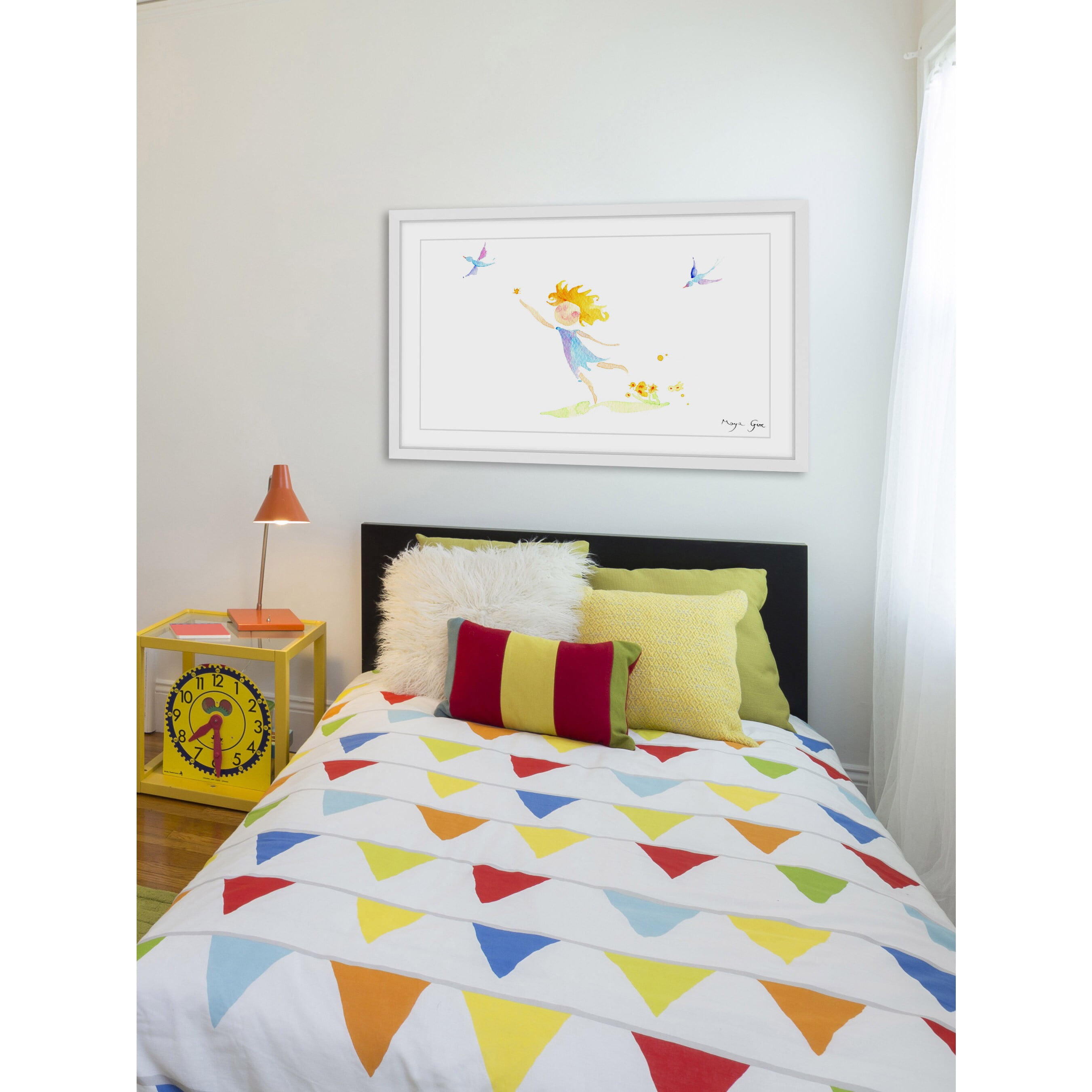 Marmont Hill "Girl with Birds" by Maya Gur Framed Painting Print