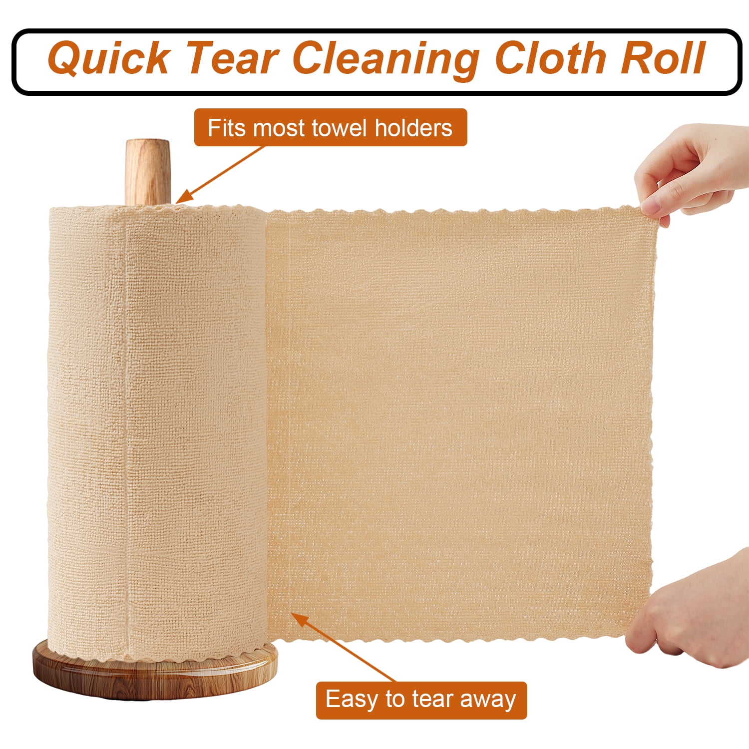 Beartech 80 Pack Microfiber Kitchen Towels Cleaning Cloth Roll,Lint Free Rags & Tear Away Reusable Towels,Washable Shop Rags,Ultra Absorbent Dish Rags for Car Kitchen Window Garage-Apricot Yellow